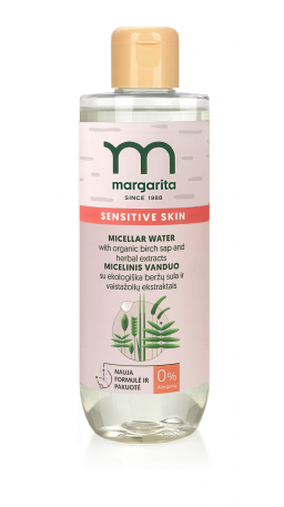 MARGARITA SENSITIVE SKIN Micelinis vanduo su ekologiška beržų sula ir vaistažolių ekstraktais 200ml